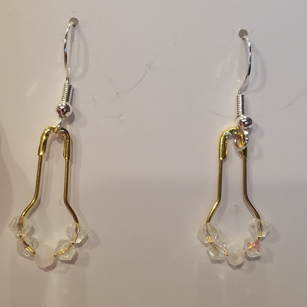 Whimsical Austrian Crystal and Brass Earrings